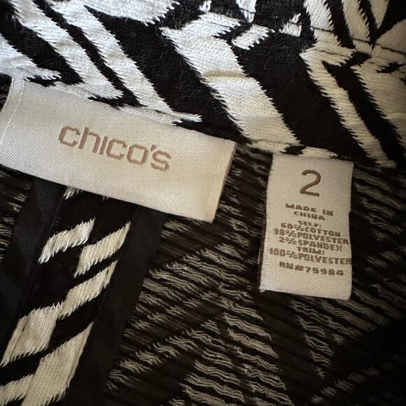 CHICOS | Womens Textured Chevron Blazer $159 Size Large One Button Mixed Media - Picture 5 of 14